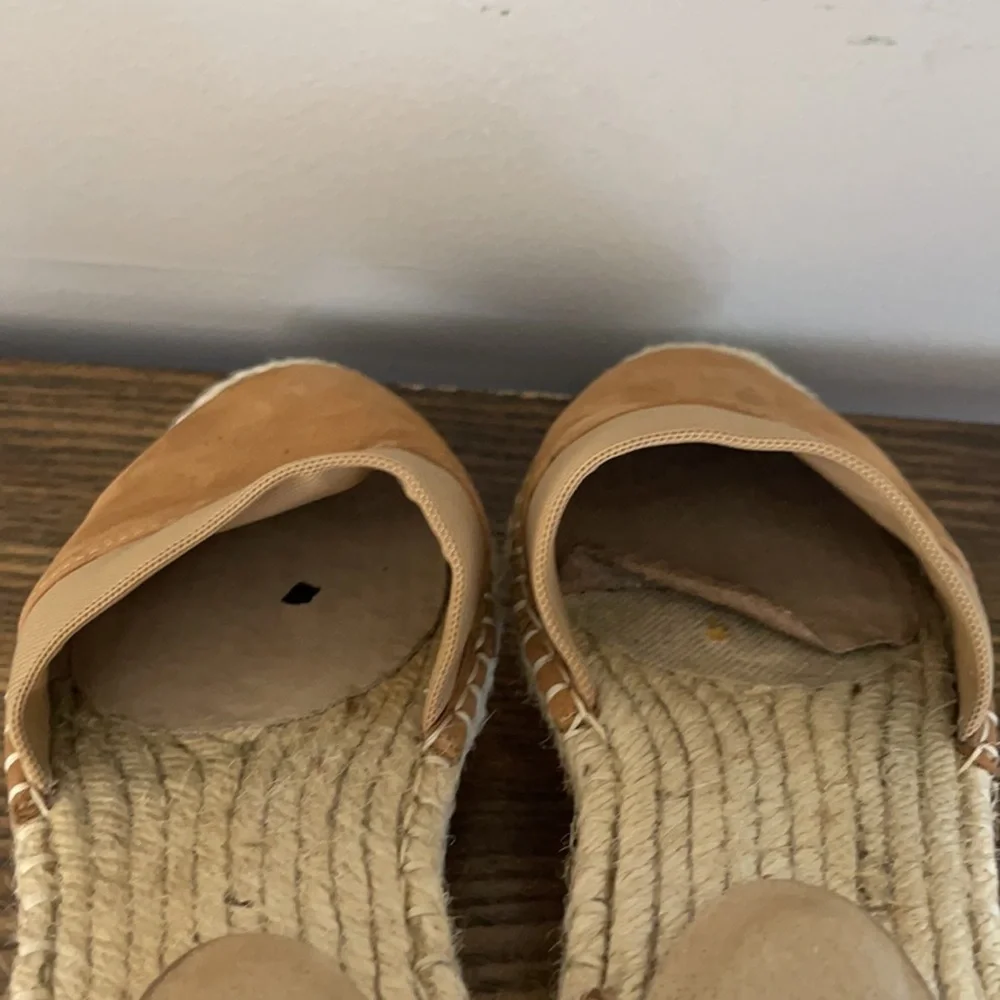 Eileen Fisher Lady Nubuck Tan D’Orsay Espadrille Flats